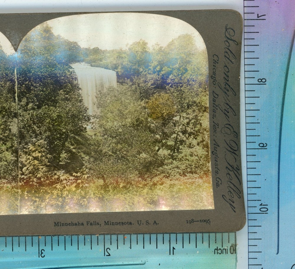 Minnehaha Falls MN Minnesota Tinted EW Kelley Stereoview