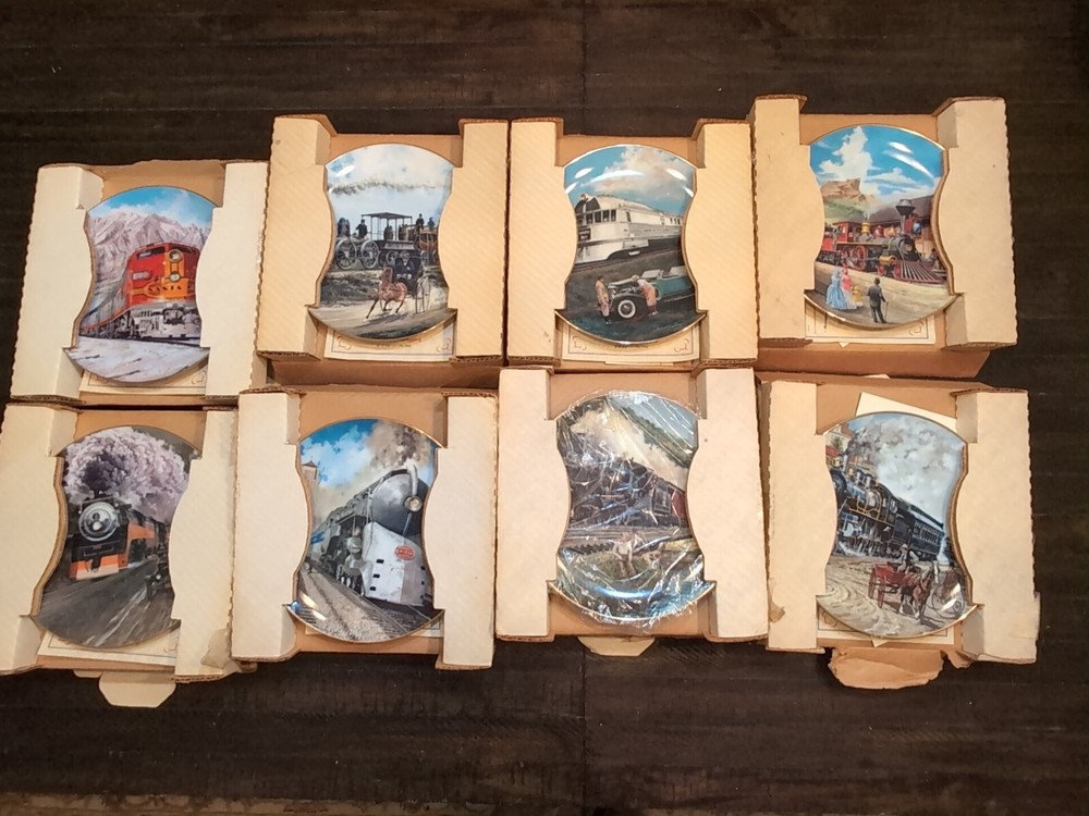 Classic American Trains JB Deneen Complete 1-8 Plate Lot w COA's + Boxes ManCave