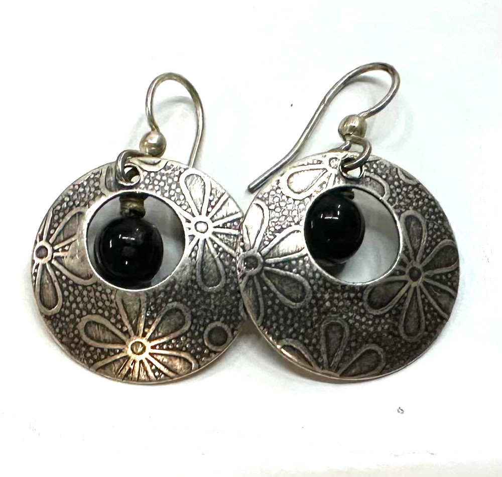 Vtg Costume Silver Tone Floral Dangle Pierced Earrings Jewelry Lot I