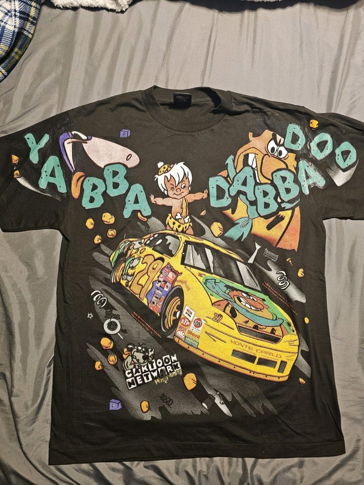Flintstones Racing Tshirt Hanna Barbera Size XL  Vintage