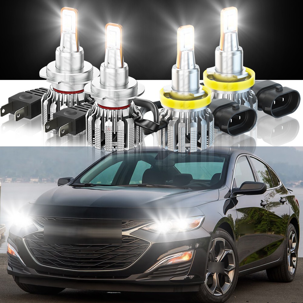 4X 9005 H11 LED Headlight Bulbs Conversion Kit 6000K Bright White High Low Beam
