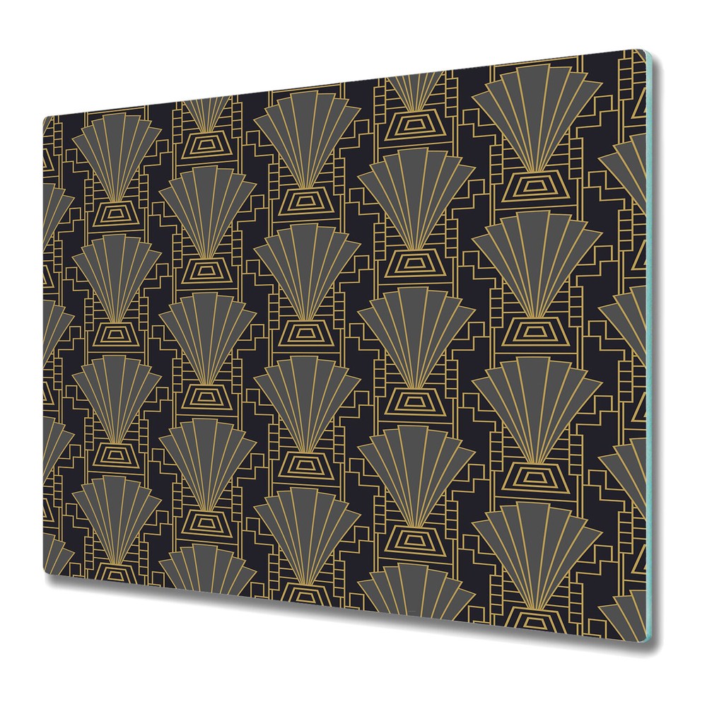 Glass Chopping Board Art deco or template vintage card grey and black 60x52