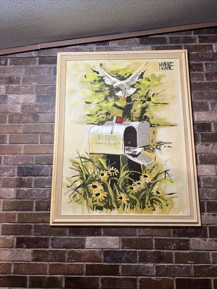 Robert Mccaine  Bird Painting Mid Century Modern  Signed Oil On Canvas