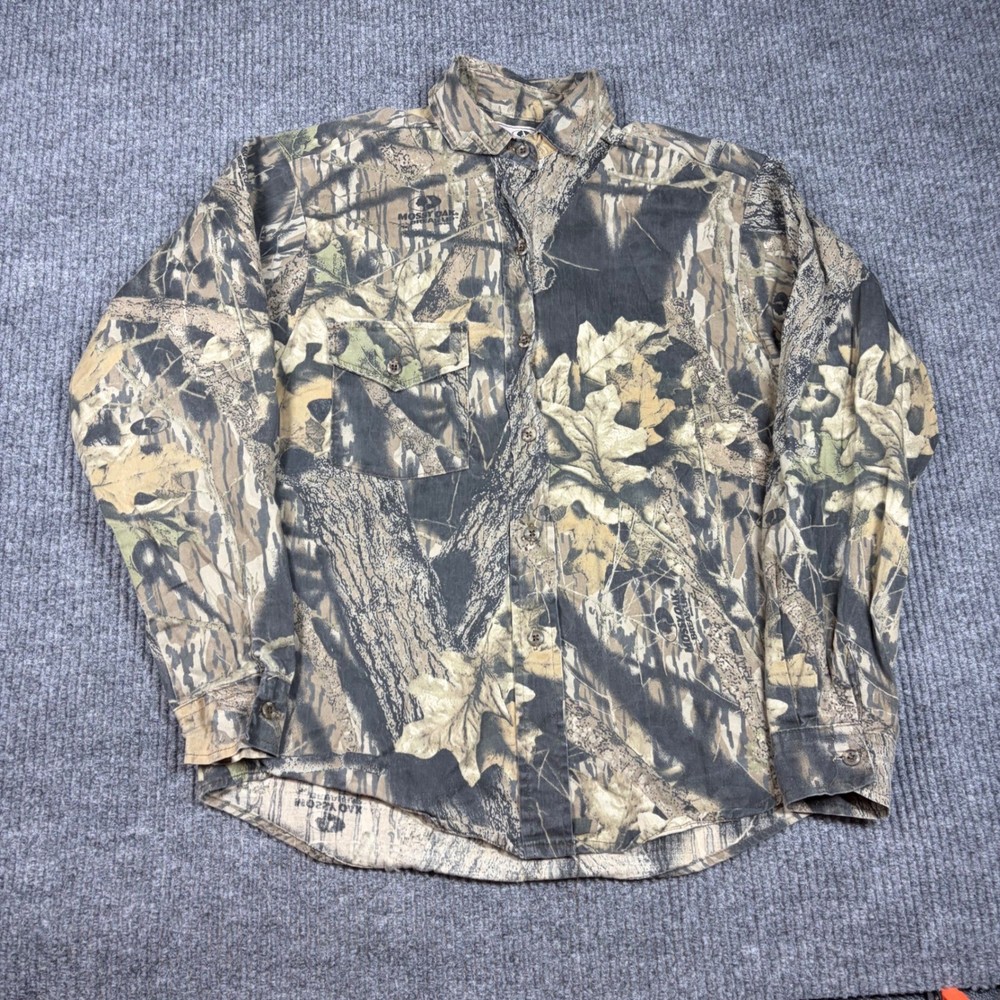 Mossy Oak Shirt Men's L Breakup Camo Long Sleeve Button Up Hunting Shirt