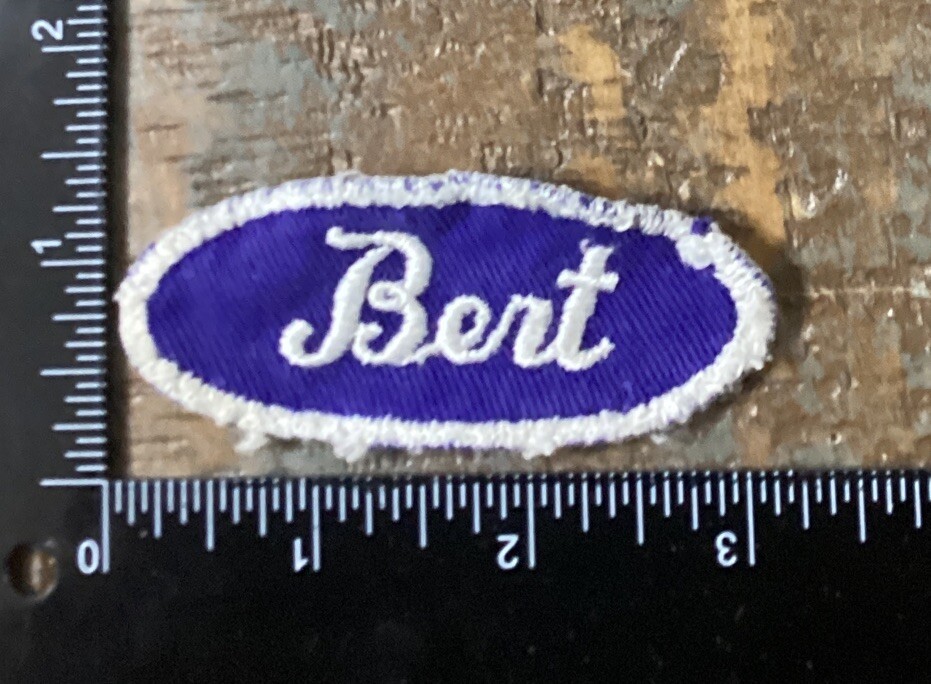 Vintage BERT Name Tag Work Shirt Job Uniform Embroidered Sew-On Patch 1960's