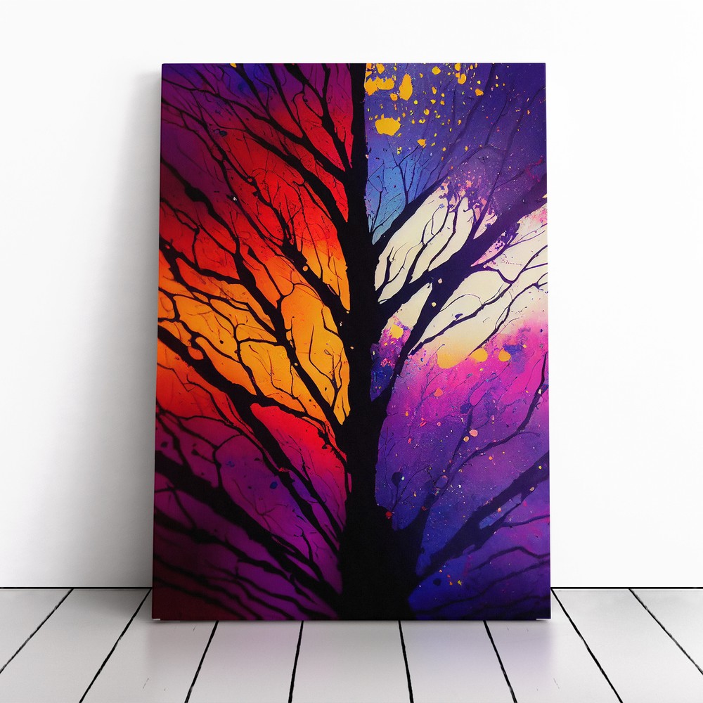Vibrant Abstract Trees No.6 Canvas Wall Art Print Framed Picture Home Decor