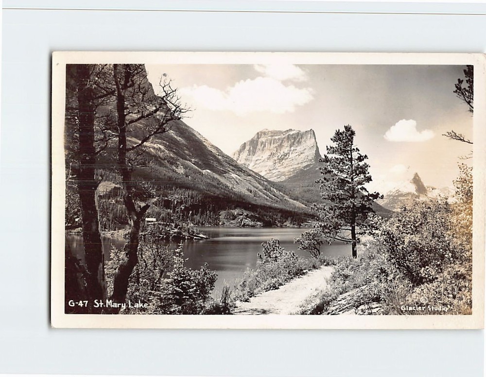 Postcard Picturesque St. Mary Lake Glacier National Park Montana USA