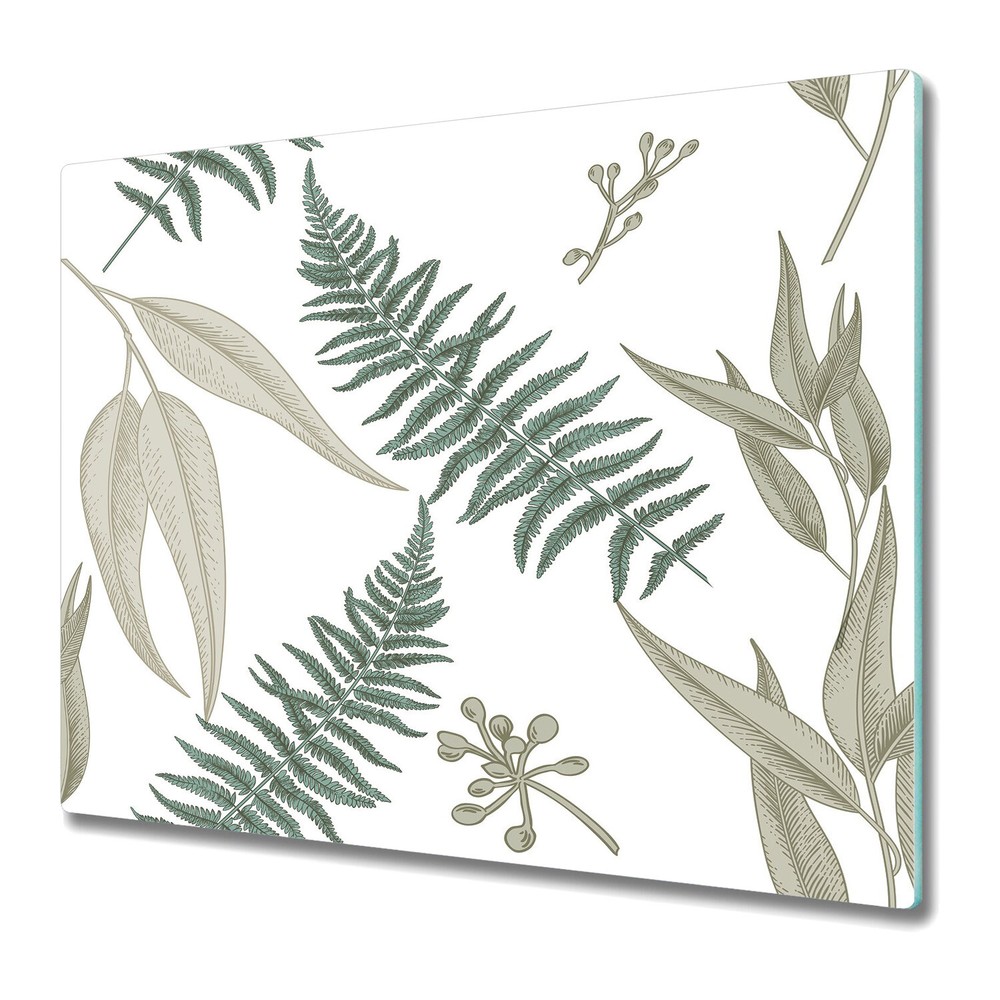Tempered Glass Induction Ceramic Hob Cover Worktop Saver Fern 60x52