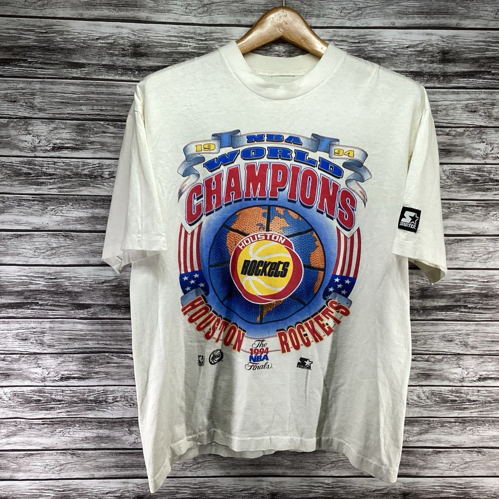 Vintage Houston Rockets Shirt Mens Large White STARTER 1994 NBA World Champions