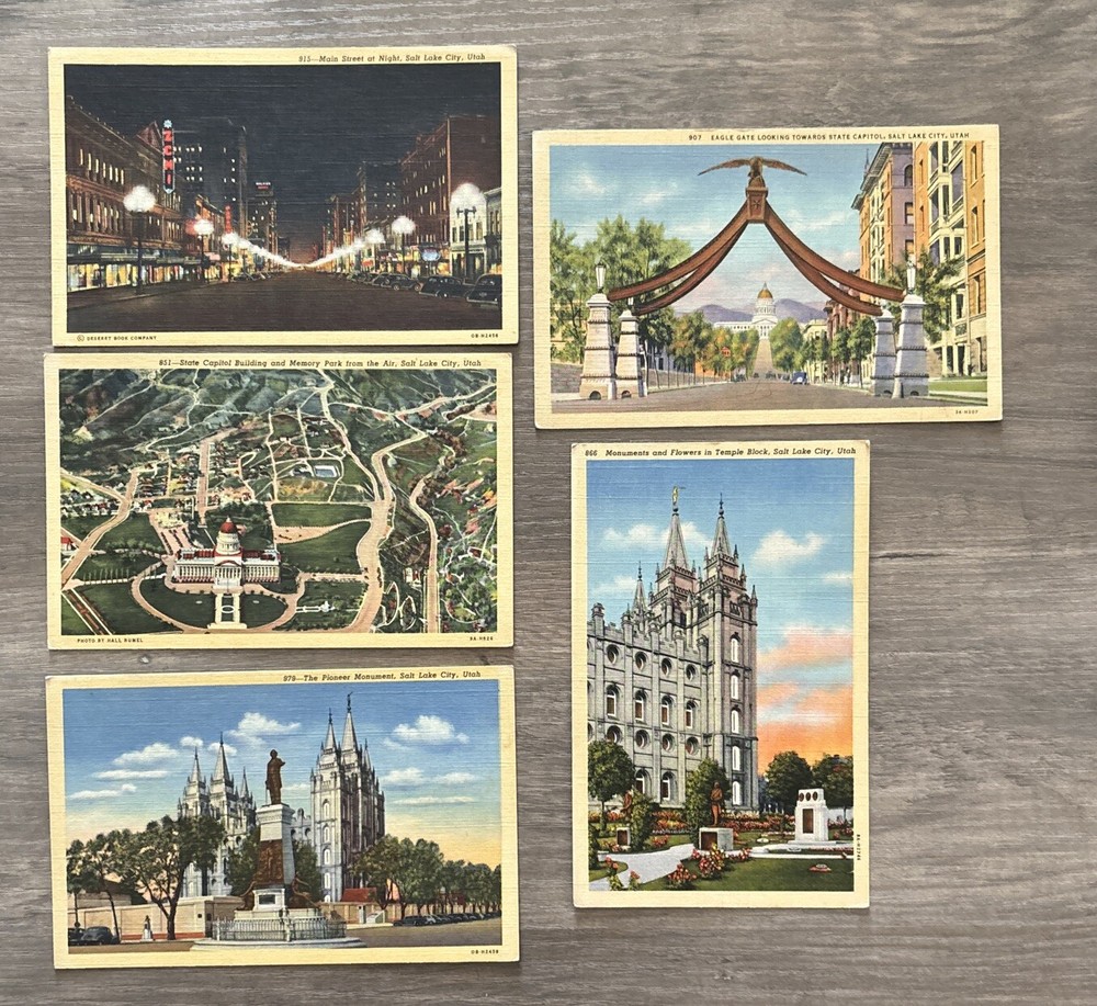 Salt Lake City Utah Vintage Linen Postcard Lot Of 5