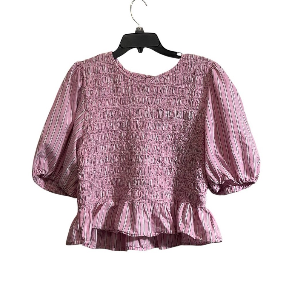 Old Navy XL Smocked Puff Sleeve Peplum Top PInk Cottagecore Coquette Romantic