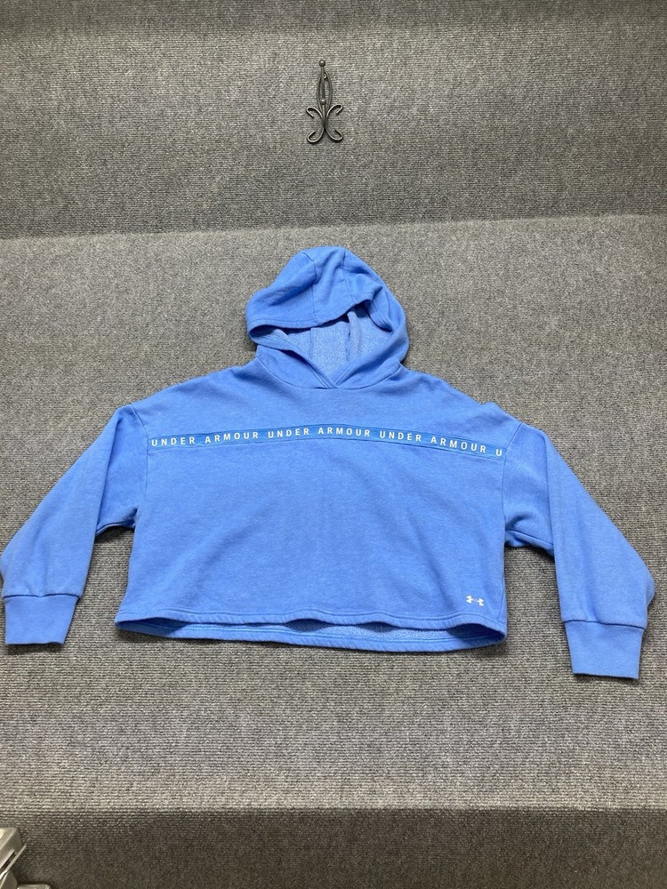 Under Armour Cropped Hoodie Women’s Size Medium Blue Long Sleeve Pullover
