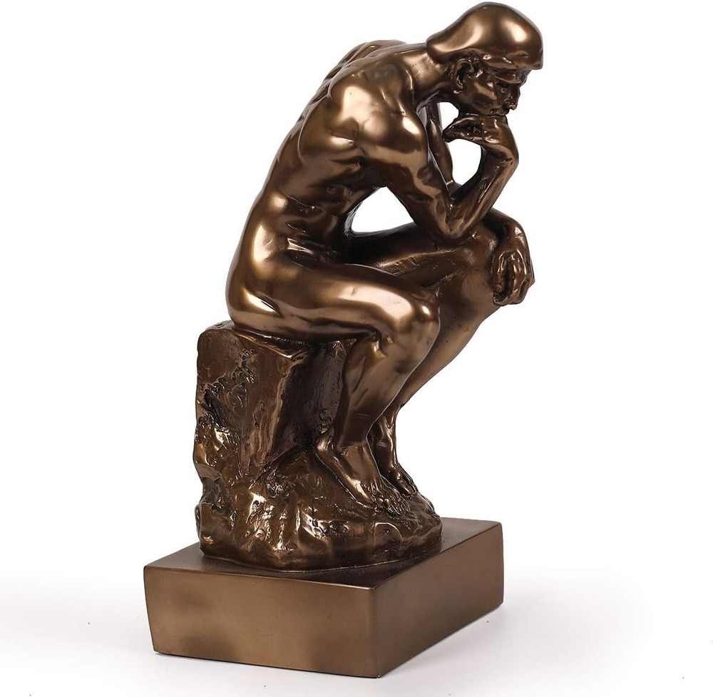 Sophisticated 8.8 Inch Art Deco Bronze Thinker Statue Collectible