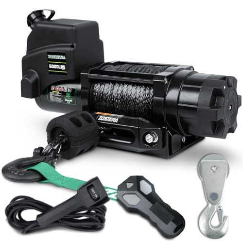6000lbs Electric Winch with 55 ft Synthetic Rope for ATV UTV Towing