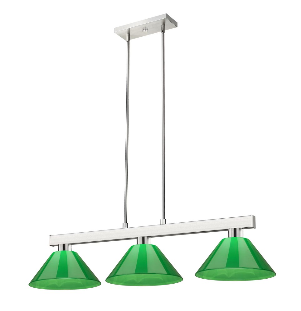 Brushed Nickel Cobalt 3-Light Linear Pendant Lighting Fixture