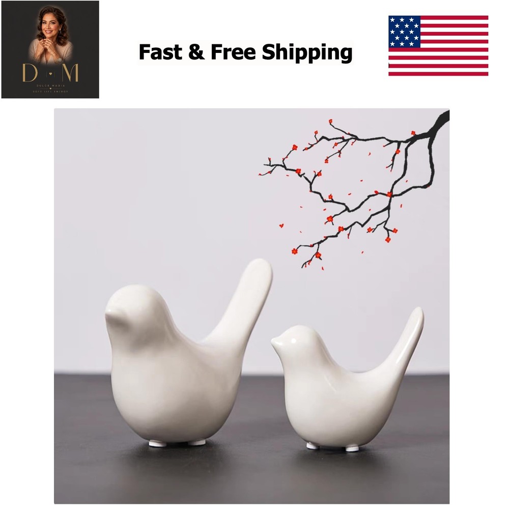 Small Animal Statues, White Bird Figurines Home Decor, Modern Home Decorative...