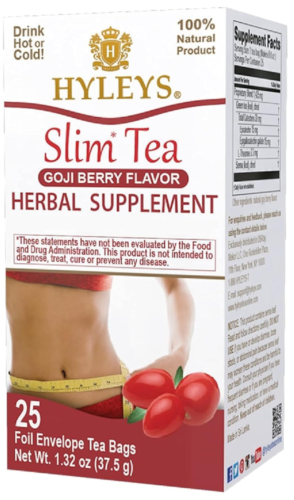 Hyleys Slim Tea Goji Berry Flavor - Weight Loss Herbal Supplement Cleanse and De