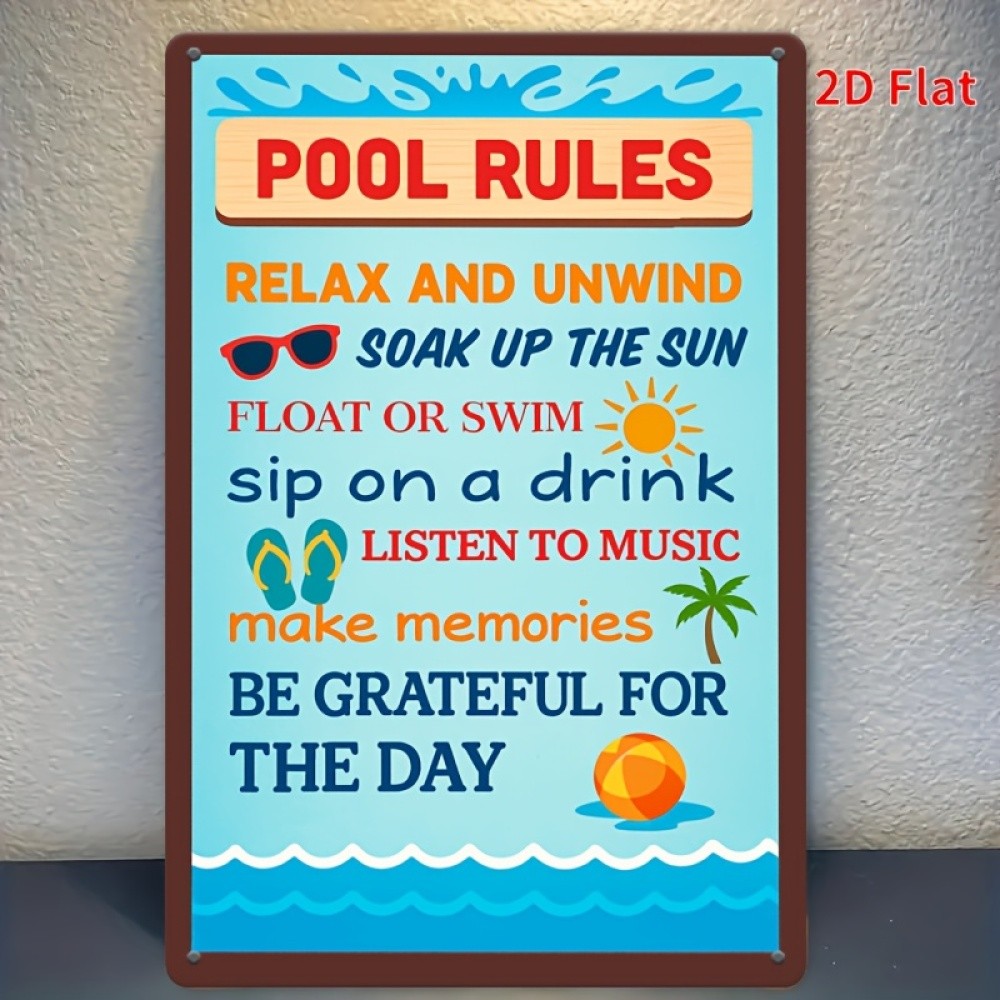 Vintage Swimming Pool Regulations Tin Metal Signs Home Décor 8x12