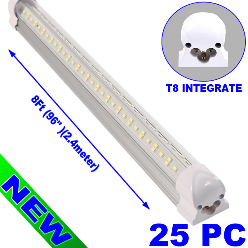 25PCS 8 Foot LED Shop Lights 144W Fixture 8Ft T8 LED Tube Light 8' Garage Light