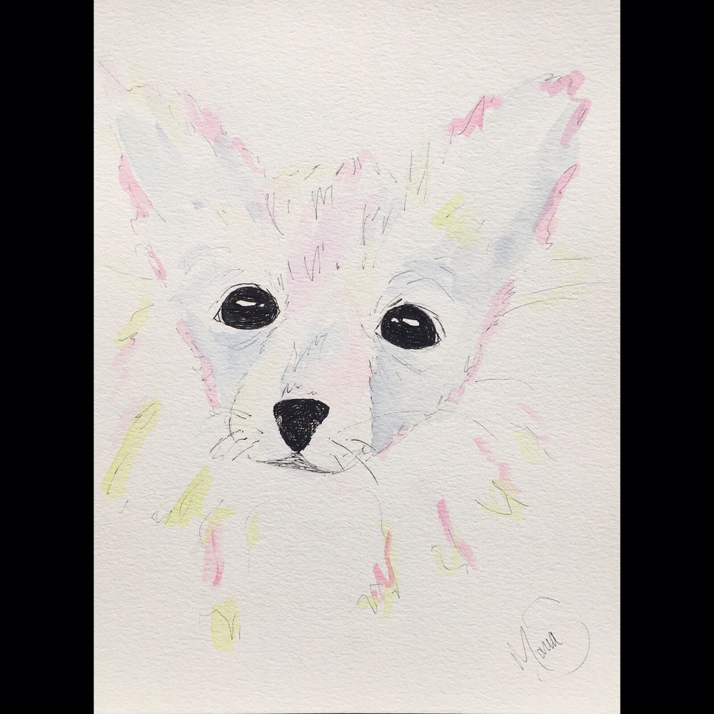 Maria Scalf Dog Animal Home Decor ORIGINAL PAINTING Watercolor 9x12 Expression