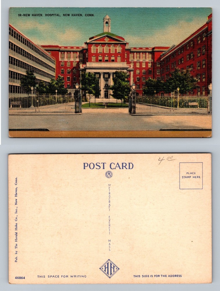 New Haven, CT-Connecticut, New Haven Hospital Front View PC Vintage Postcard