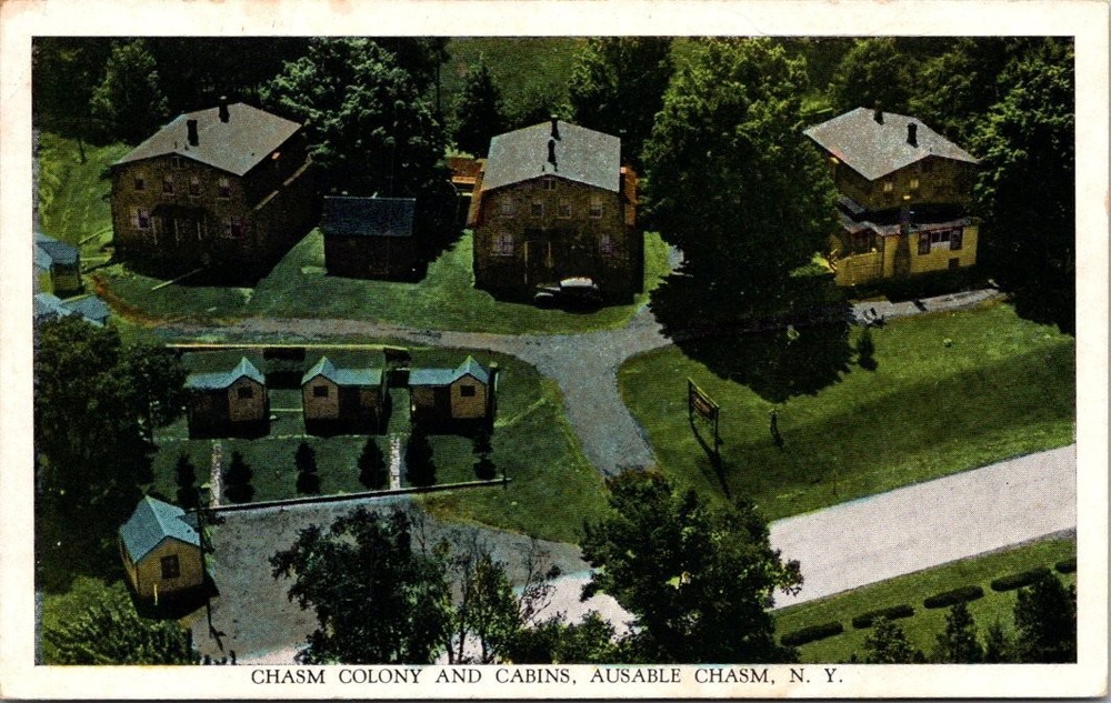 Vintage Chasm Colony Cabins Postcard Ausable Chasm NY Adirondacks Unposted