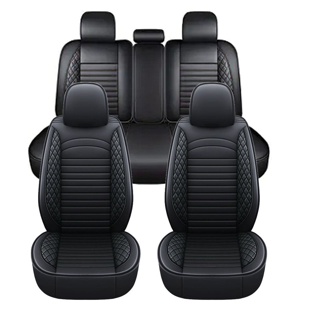 Luxury 5 Seats Car Seat Covers Full Cover Leather Front Rear Pads Waterproof 25