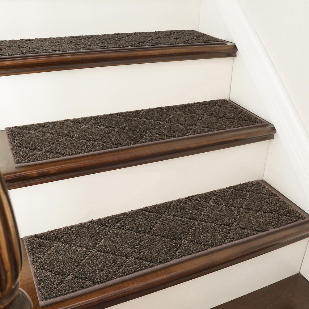 COSY HOMEER Edging Stair Treads Non-Slip 28 x 9 inches (7 pieces), Brown