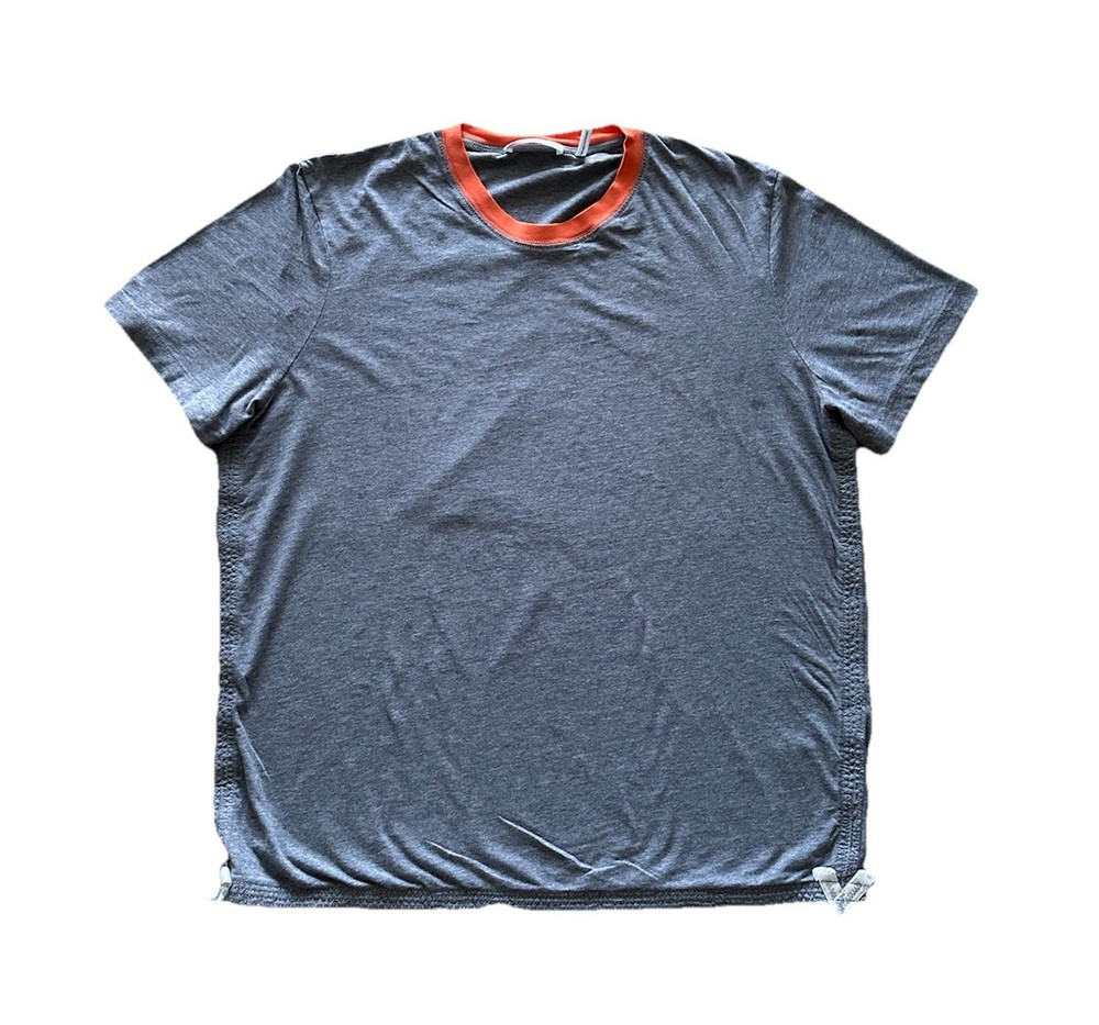Helmut Lang Short Sleeve Shirt Mens Size XL Gray Embroidered T Shirt