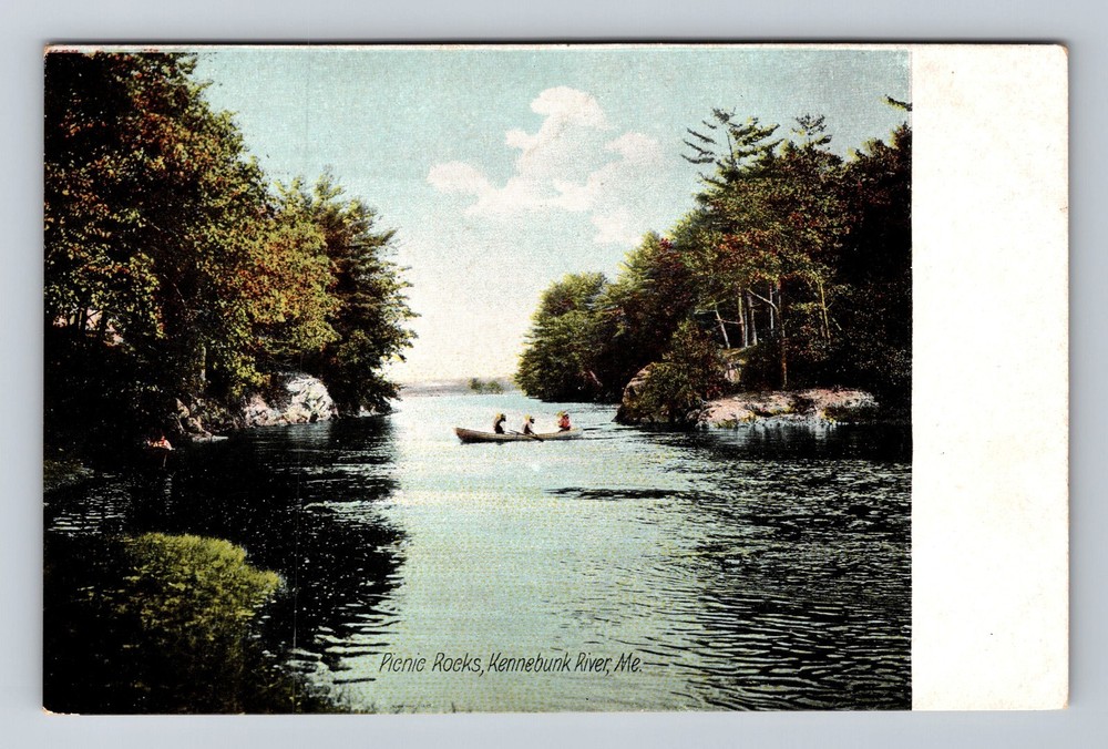 Kennebunk River ME-Maine Picnic Rocks Vintage Postcard