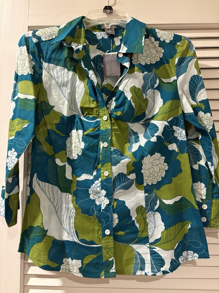 Ann Taylor Floral Cotton Blouse Size 4