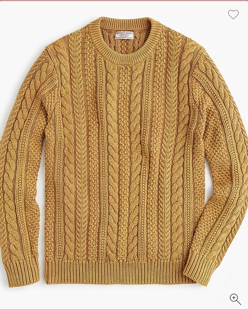 J CREW x WALLACE & BARNES CABLE KNIT CREWNECK SWEATER IN WASHED COTTON