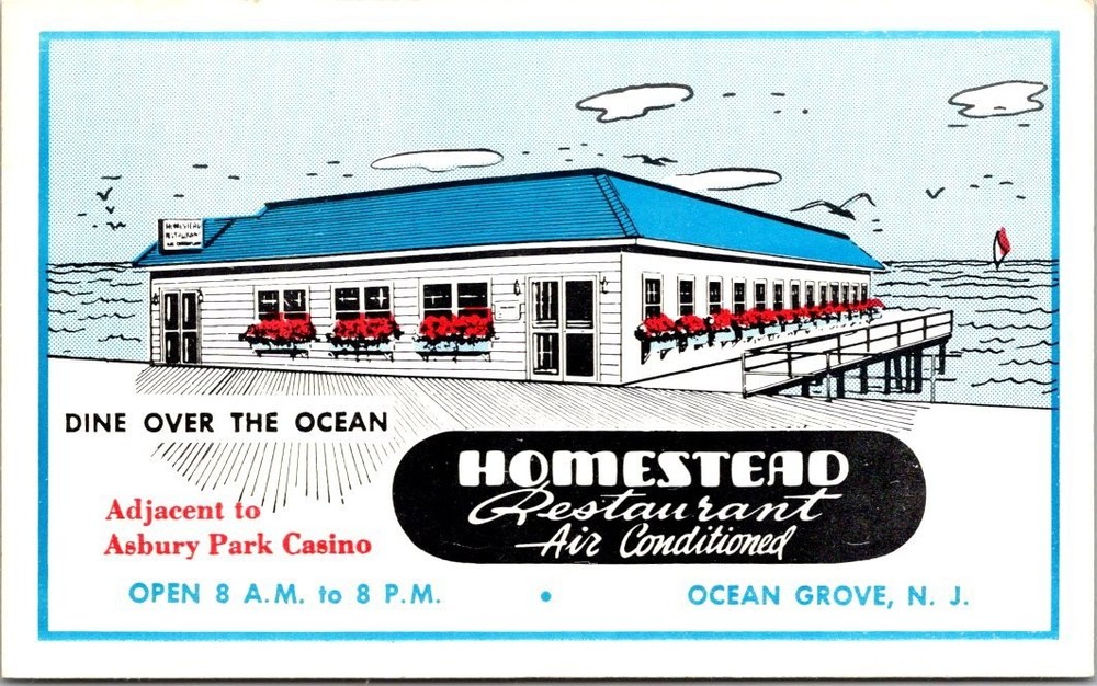 Homestead Restaurant Ocean Grove NJ Postcard Asbury Park Casino Vintage