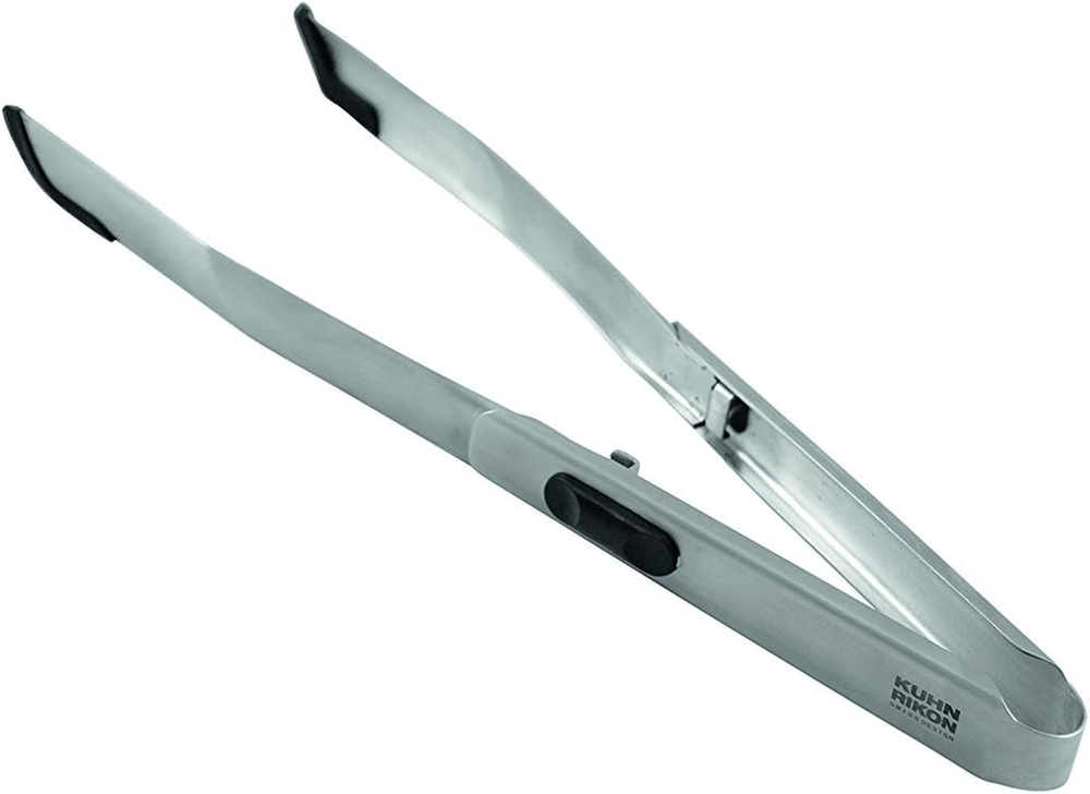 Stainless Steel Softedge Locking Tweezer Tongs with Silicone Edge, Black