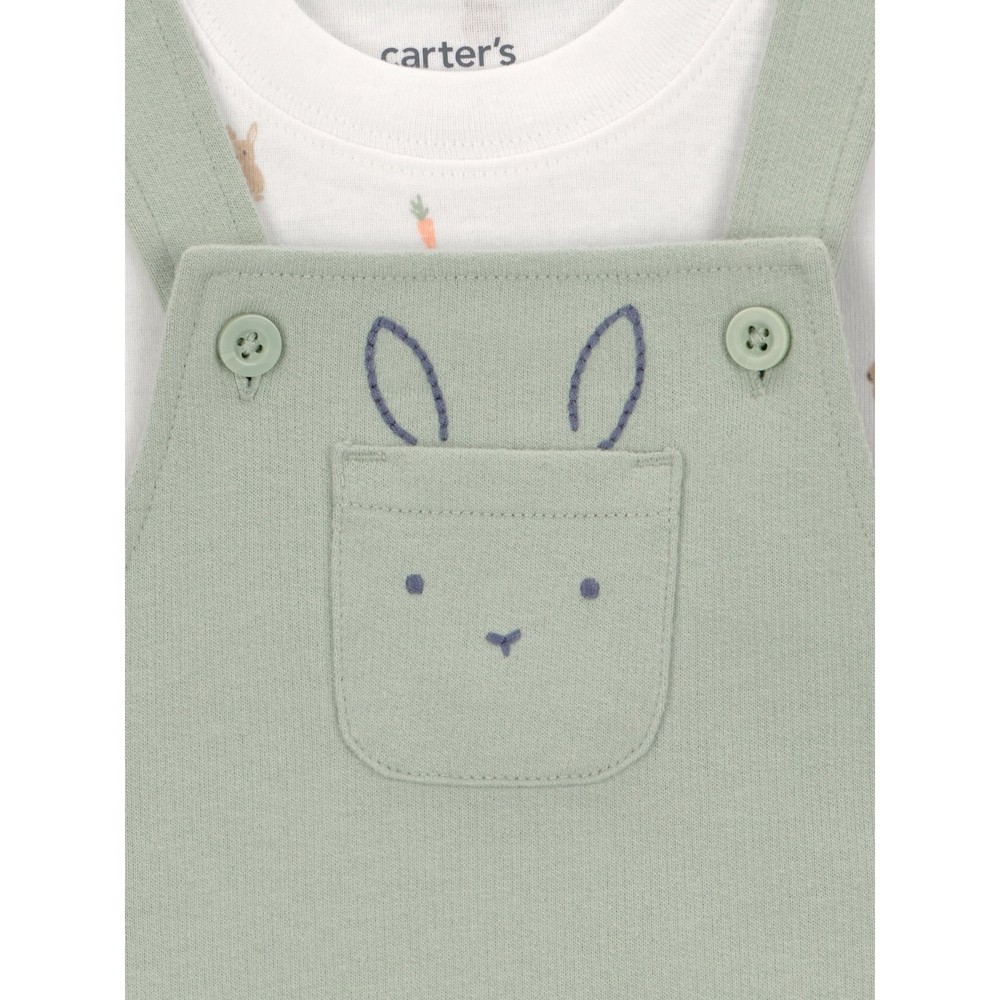 Carter's Preemie Child of Mine Bunny Rabbit 2 Piece Overall Set Short Sleeve New