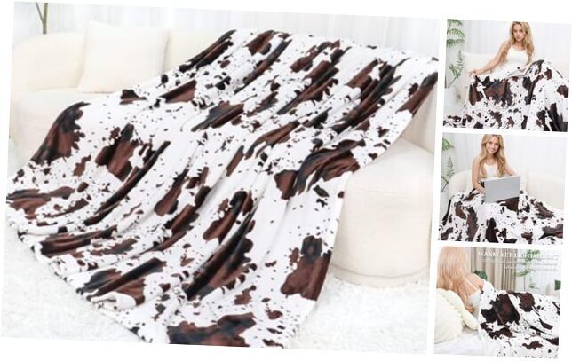 Flannel Fleece Cow Print Blanket Twin Size 60