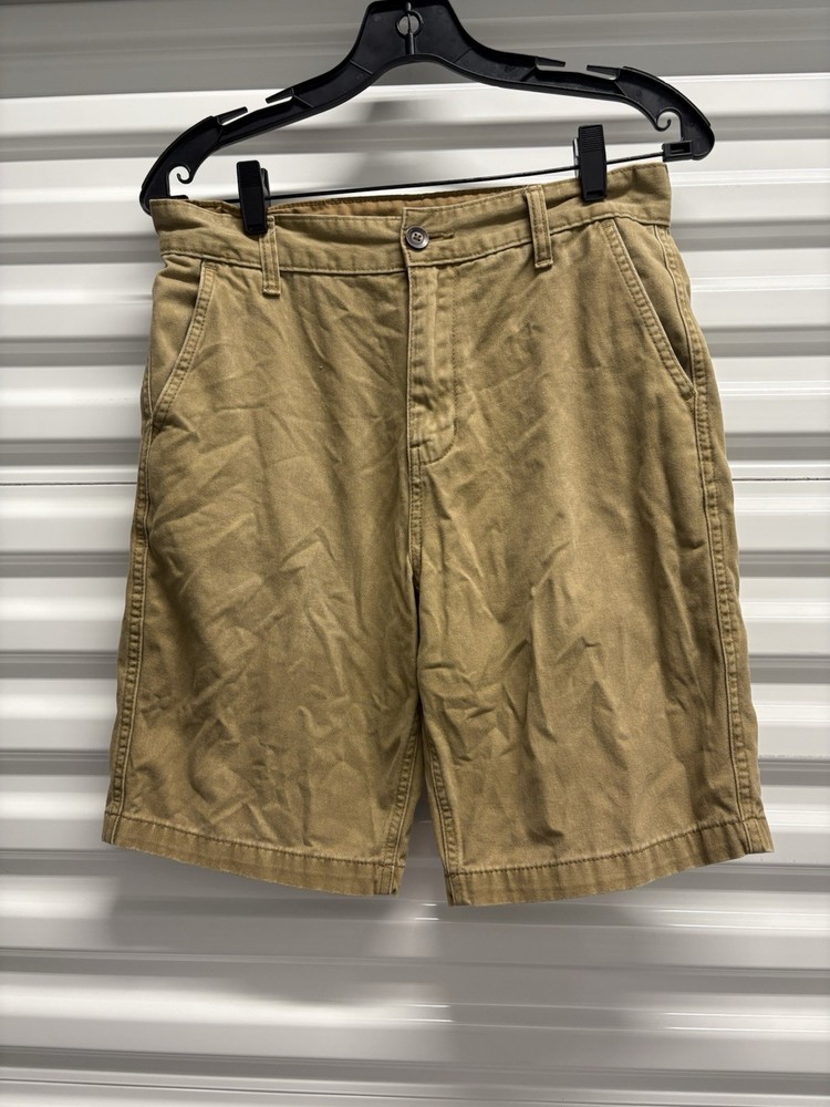 Faded Glory Men's Chino Shorts Beige Cotton Flat Front Pockets Casual