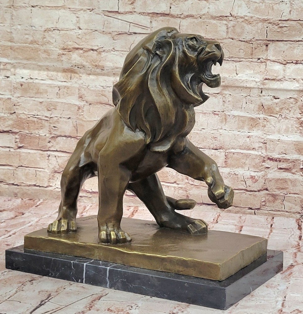 Bronze Wild Lion Sculpture Moore Ferocious Figurine Home Decor Statue