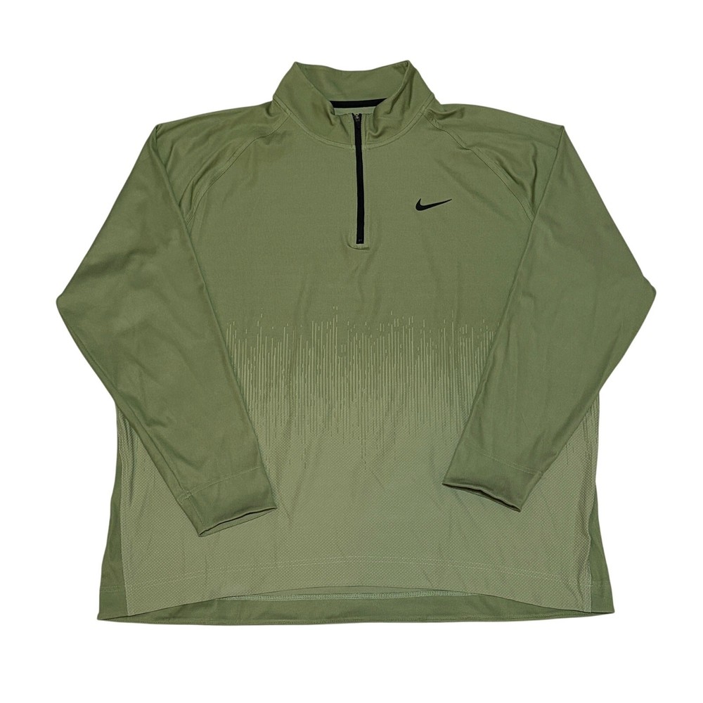 Nike Tour Golf Top Mens XXL 2XL Oil Green Dri-FIT ADV 1/2-Zip Performance Shirt
