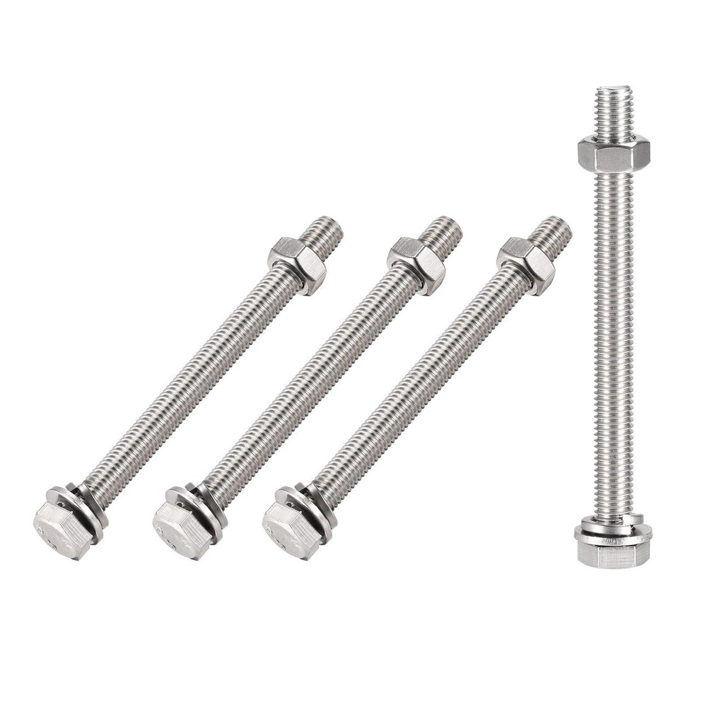 Hex Head Screws Bolts, Nuts, Flat & Lock Washers Kits (M10x130mm) 4Sets