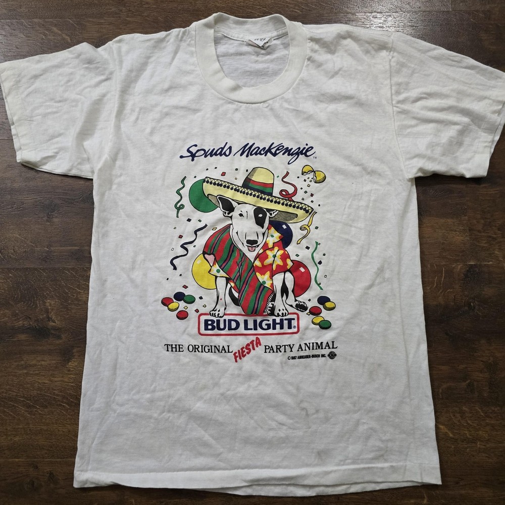 Vintage Spuds MacKenzie Bud Light Shirt Mens Large Fiesta Party Animal 1987
