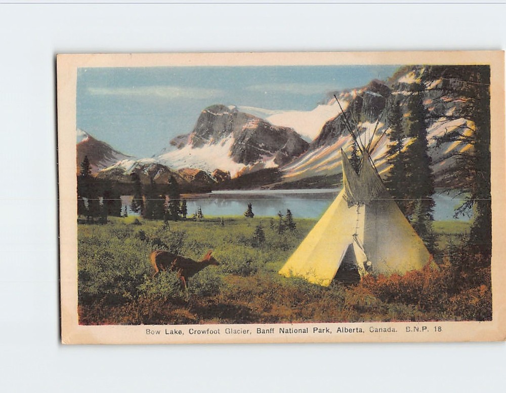 Postcard Bow Lake Crowfoot Glacier Banff National Park Alberta Canada