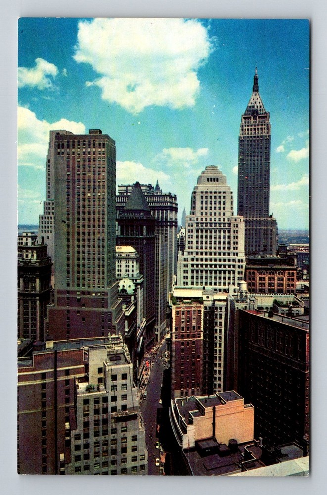 New York City NY,, Downtown Manhattan Skyscrapers Skyline Vintage Postcard