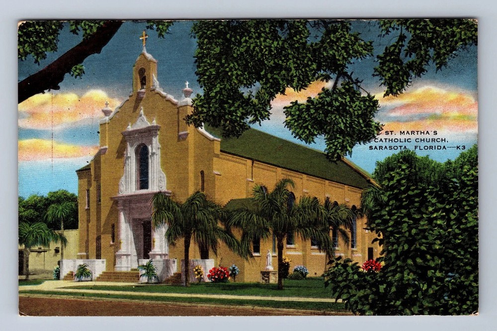 Sarasota FL-Florida St Martha's Catholic Church Vintage Postcard
