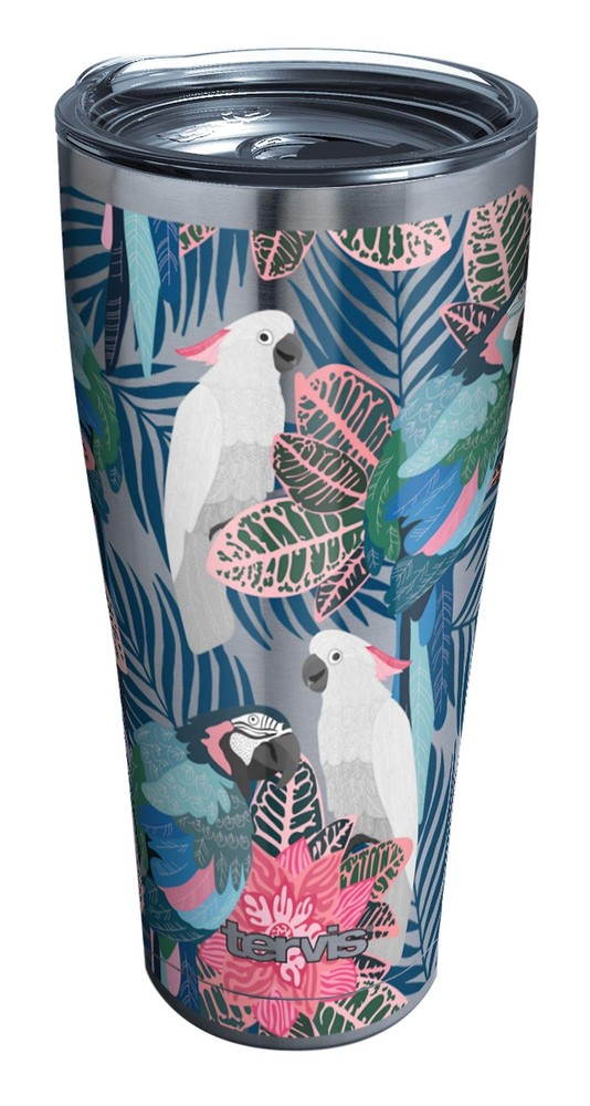 Tropical Birds Collage Insulated Tumbler 30oz Stainless Steel