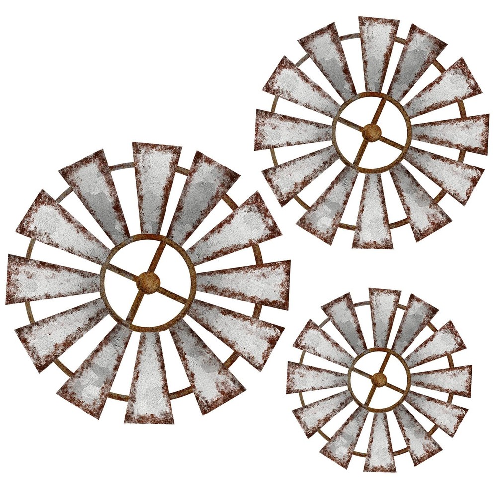 3 Pcs Wood Windmill Wall Decor Farmhouse Wall Decor Hanging Decoration Wooden...