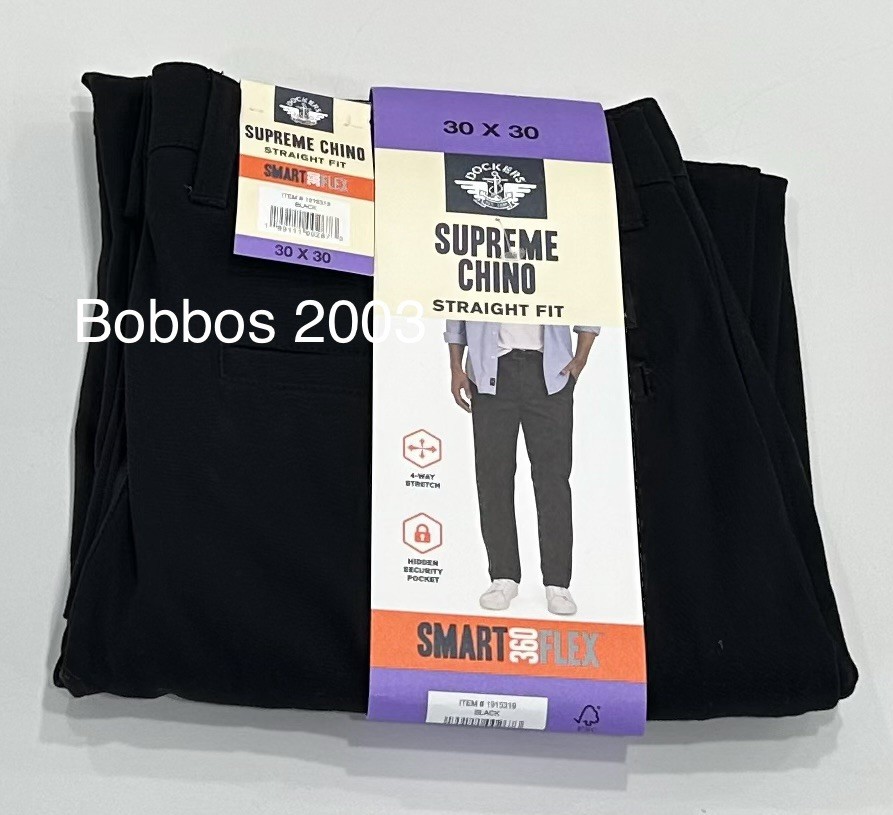 Dockers Men's Supreme Chino Smart Flex Straight Fit Pants, Black, Size 30X30