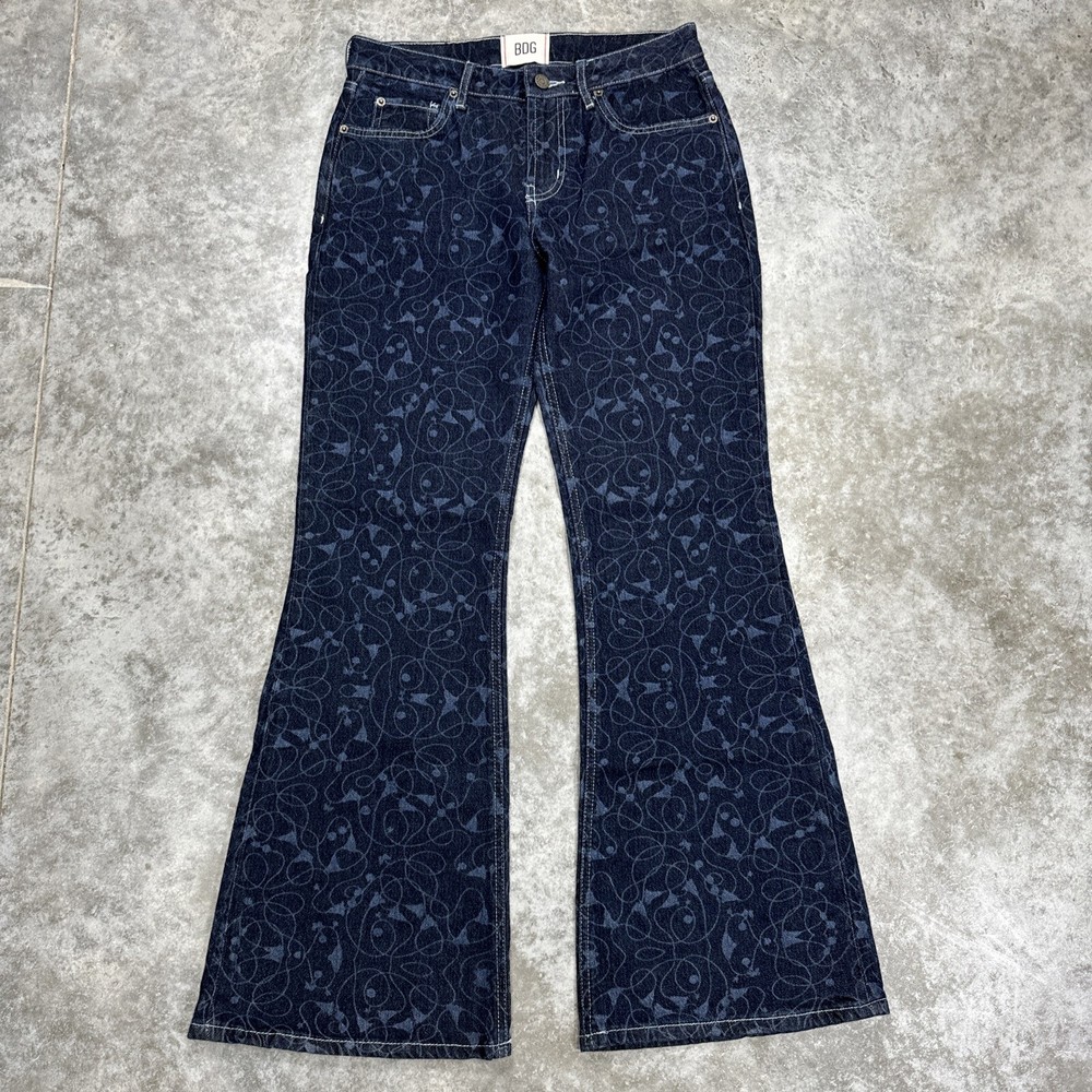 BDG jeans womens 26 Low rise flare floral Urban Outfitters y2k bell bottoms dark