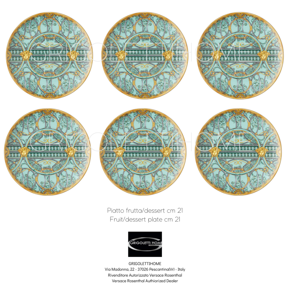 Versace Rosenthal - The Scala Of The Green Palace - Set 6 Dinner Plates ø 21 cm