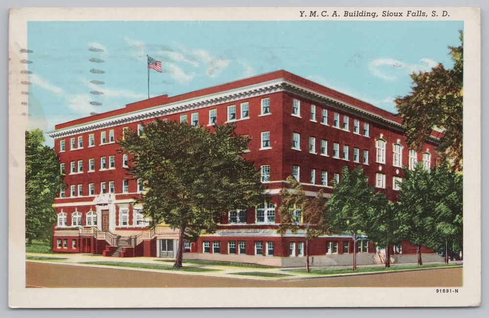 Sioux Falls South Dakota~YMCA Building~Linen Vintage Postcard